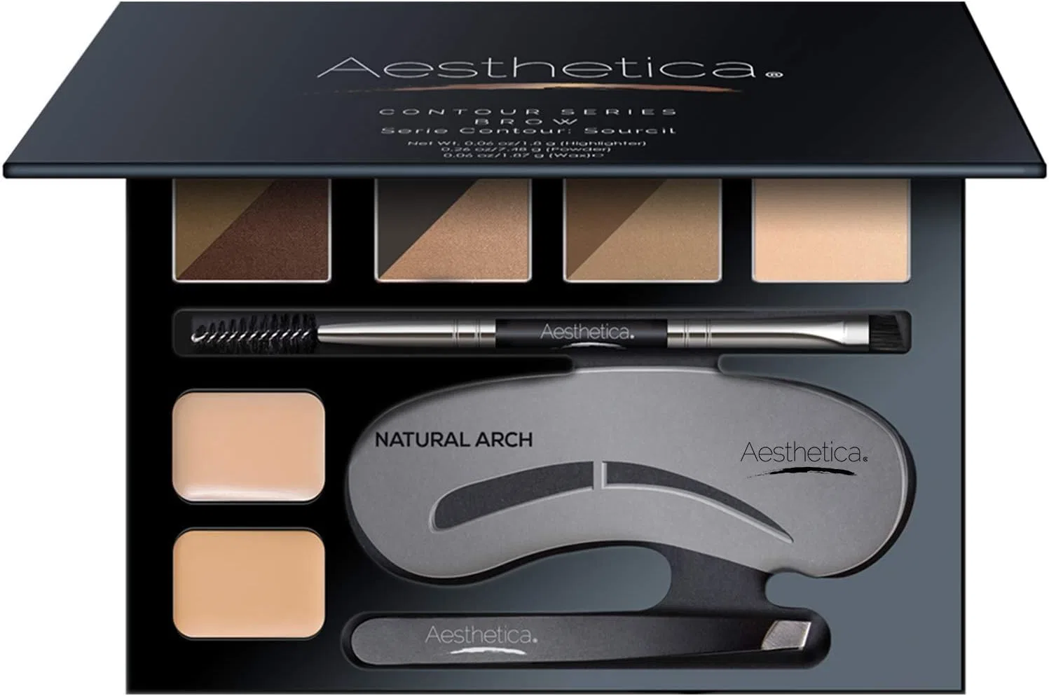 Набор для бровей Aesthetica Brow Contour Kit, 16 предметов