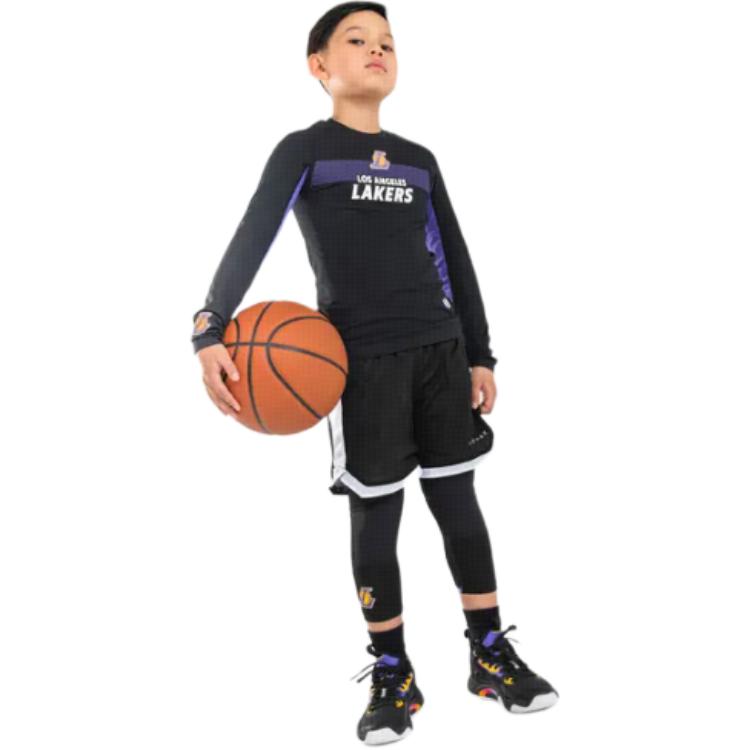 Детская баскетбольная майка Black/Cyan Lotus Kids' DECATHLON — фото 4