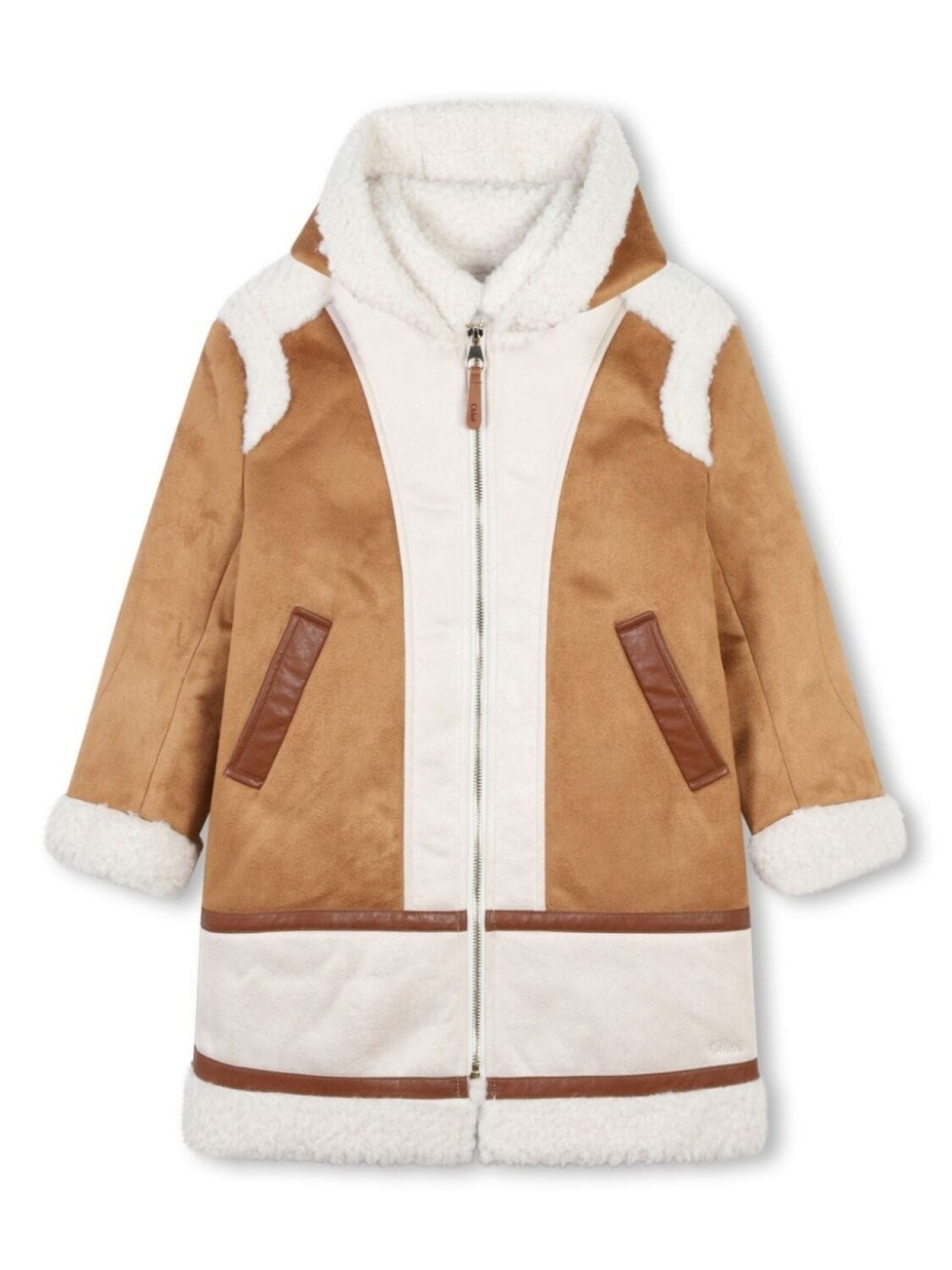 

Chloé Kids пальто из искусственной замши, нейтральный цвет