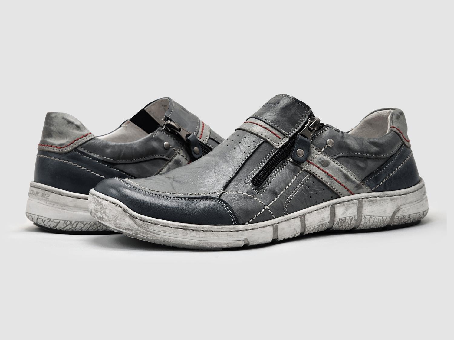 

KCR Group Мужские повседневные кожаные туфли на молнии, темно-серые