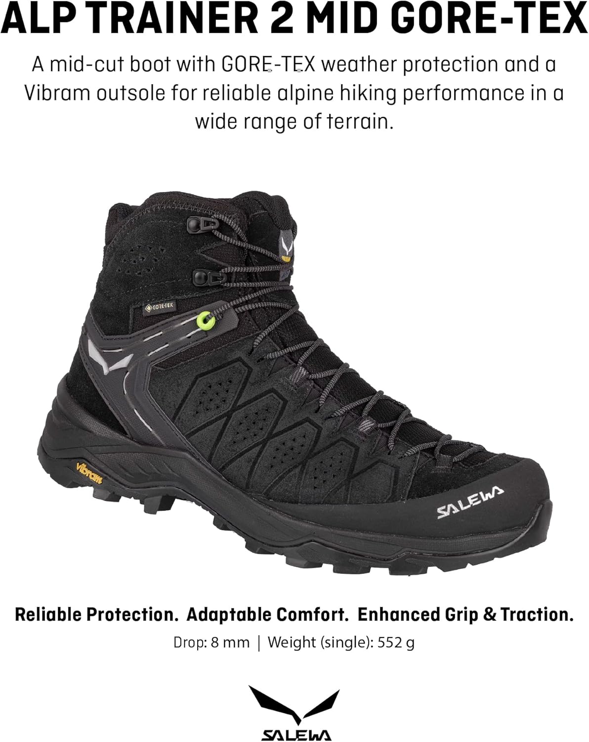 Мужские походные ботинки Salewa Alp Trainer 2 Mid Gore-Tex водонепроницаемые GTX, черный — фото 3