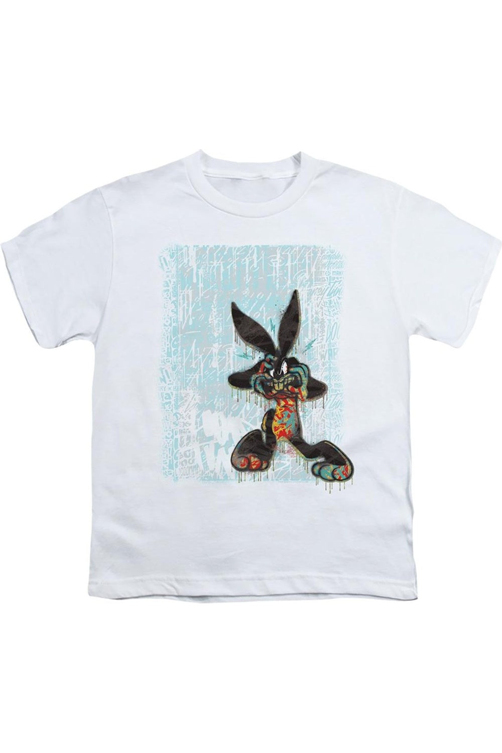 

Футболка с коротким рукавом для детей с граффити Looney Tunes и кроликом Gildan, белый