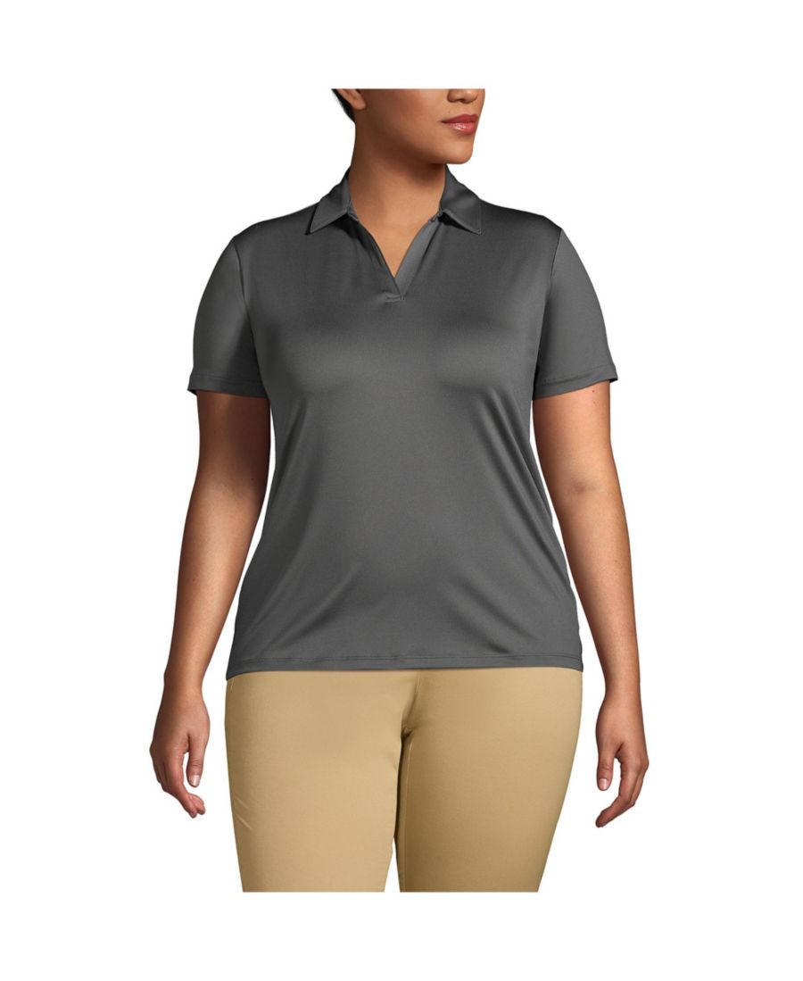 

Футболка-поло с коротким рукавом и быстросохнущим спортивным воротником для школьной формы больших размеров Lands' End, Soapstone