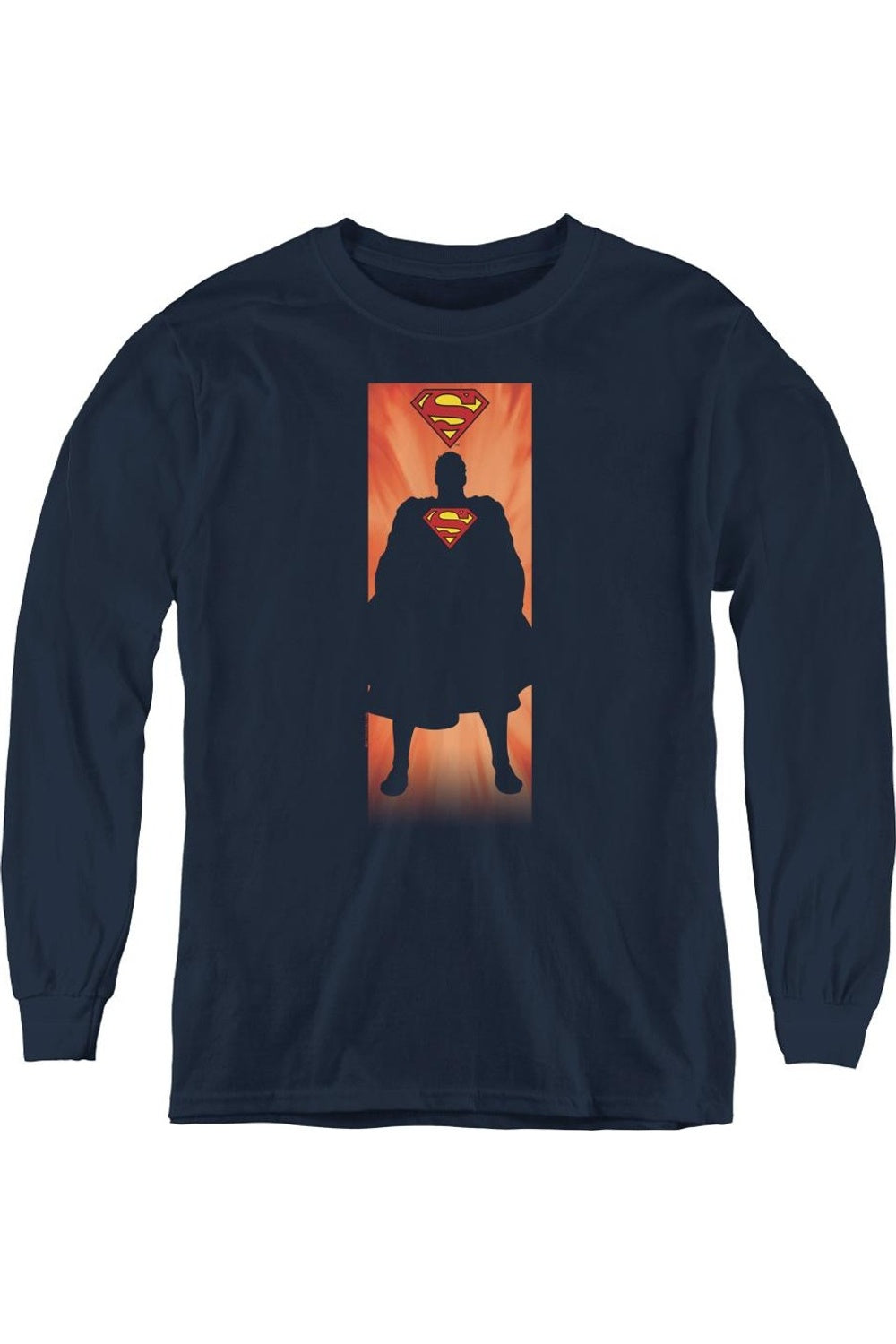 

Футболка с длинным рукавом Superman Block для детей Gildan, темно-синий