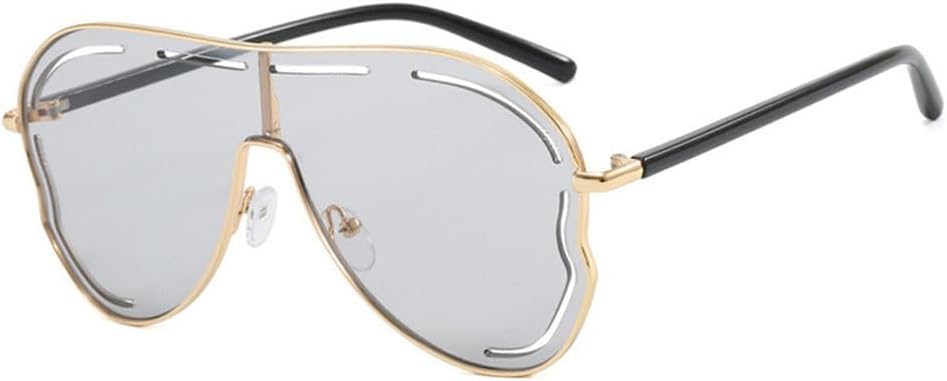 

Увеличенные цельные солнцезащитные очки для женщин, модные, с металлическими ажурными линзами, для активного отдыха на природе, повседневные, с защитой от УФ-излучения KTUCN, Grey