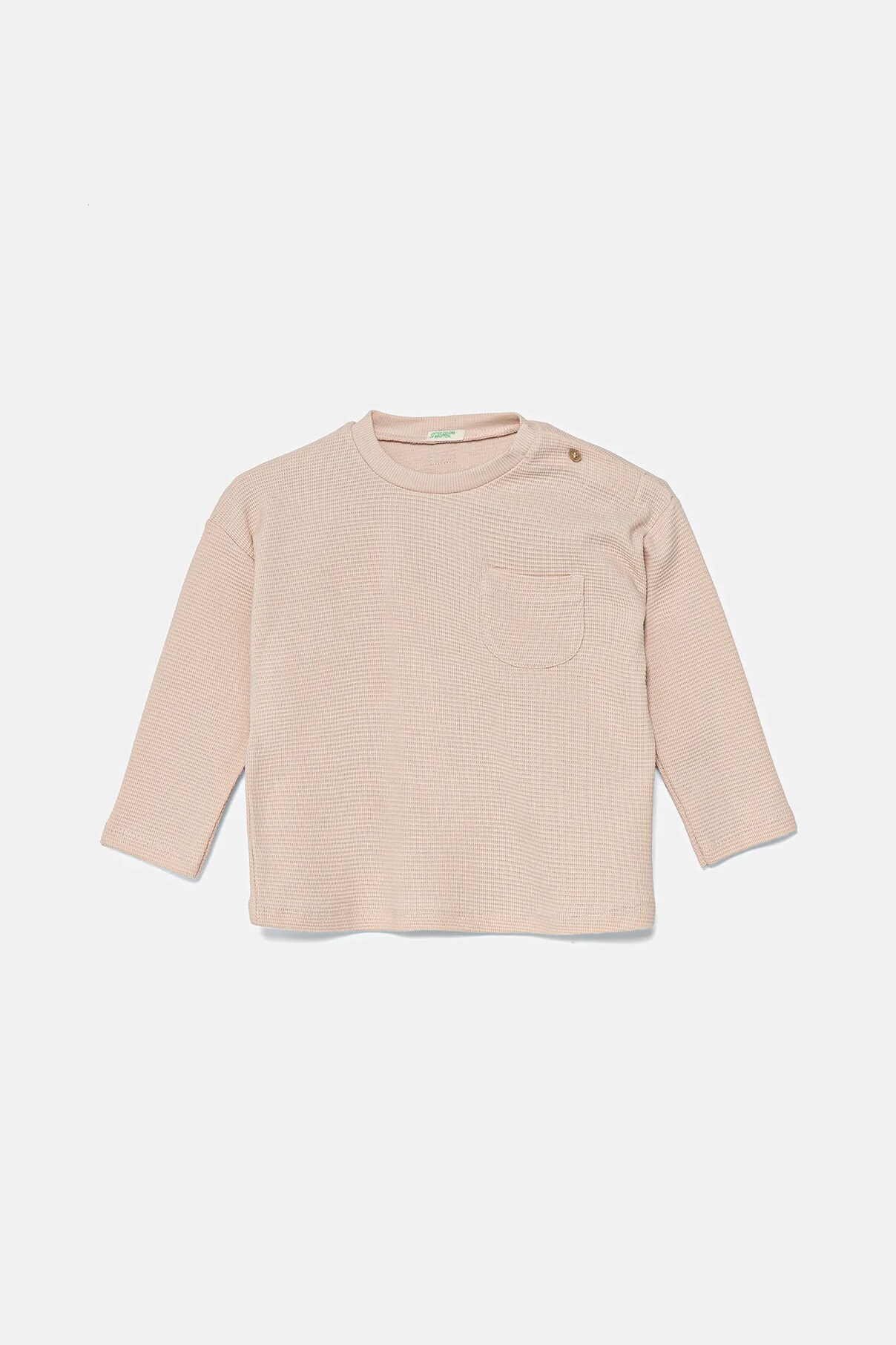 Детская хлопковая кофта с длинными рукавами United Colors Of Benetton, розовый — фото 2