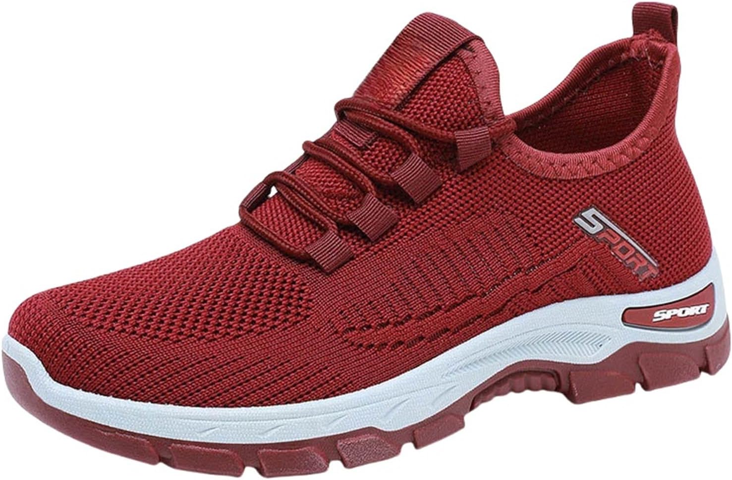 

Мужские кроссовки для бега Легкие Дышащие Удобные Нескользящие Для прогулок Повседневные Модные Кроссовки Сетка Для тренировок и походов Generic, красный