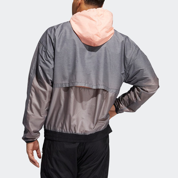 Куртка basketball sports contrasting colors hooded logo jacket gray Adidas, серый — фото 3