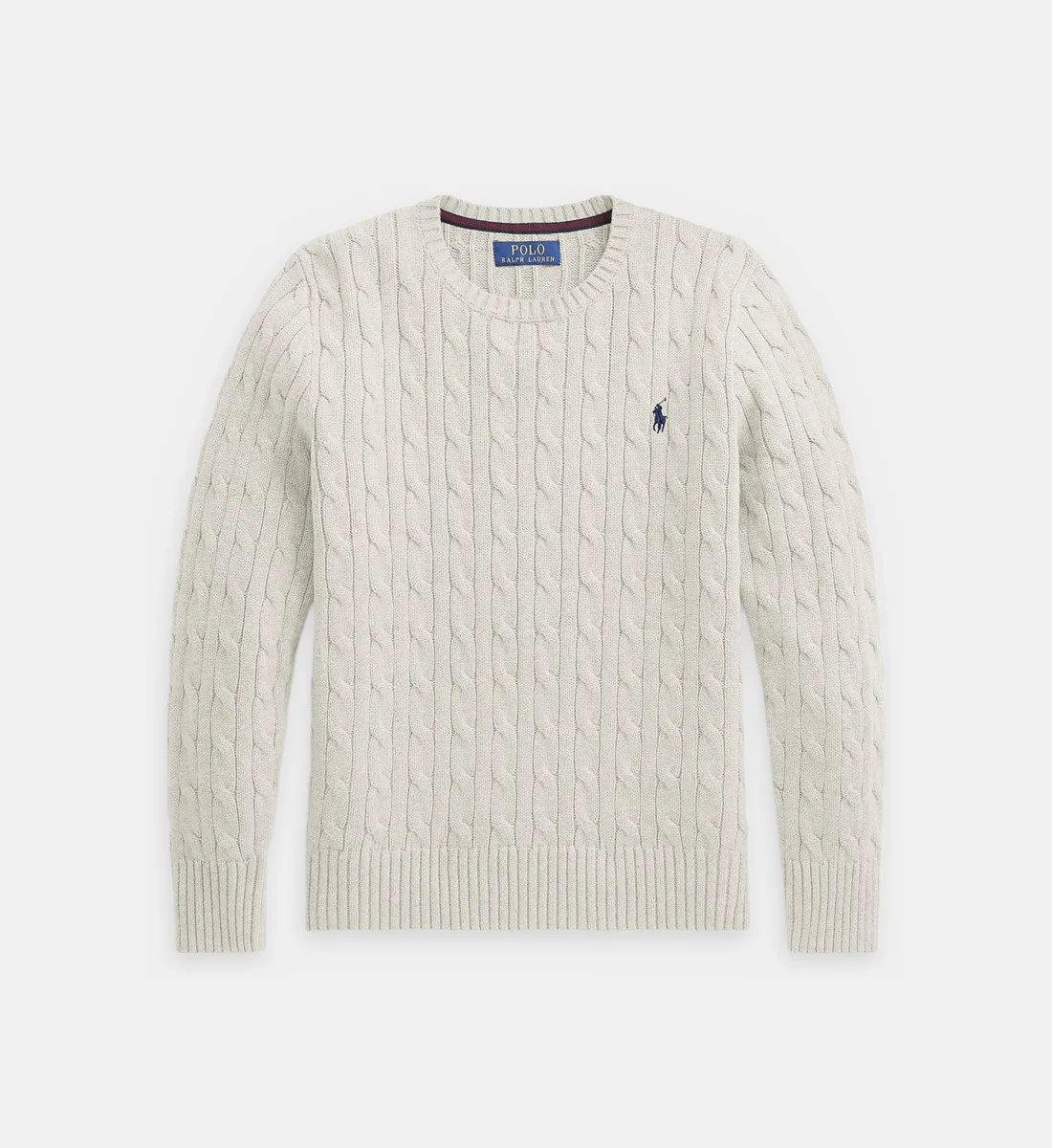 Прямой джемпер из хлопка с косами POLO RALPH LAUREN, серый
