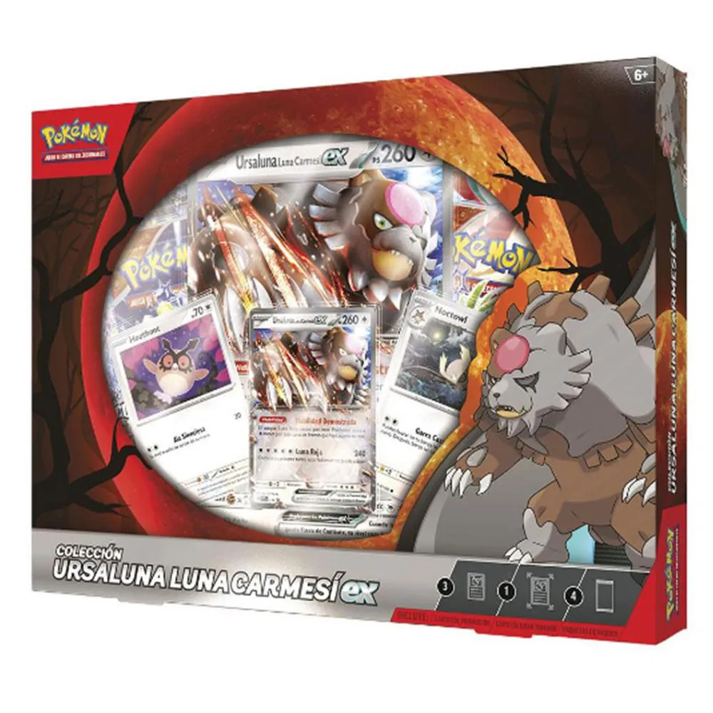 

Коллекционные карточки Pokemon Bloodmoon Ursaluna EX Box (испанский вариант) Pokemon trading card game, прозрачный