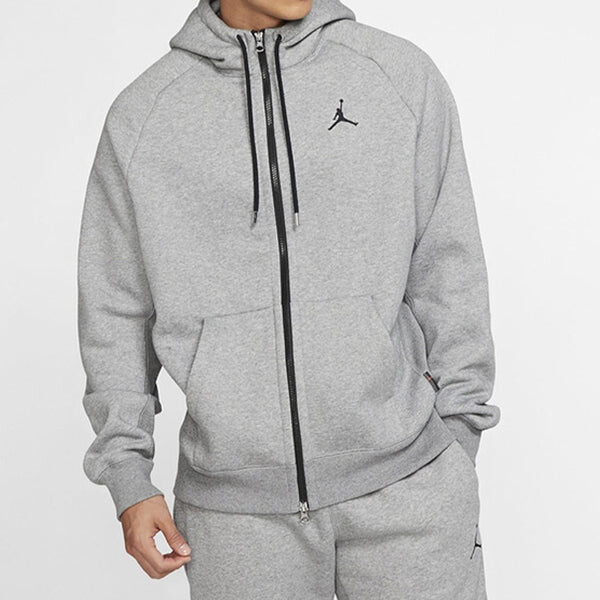 Куртка Men's Air Jordan Hooded Fleece Lined Gray Jacket, серый — фото 2