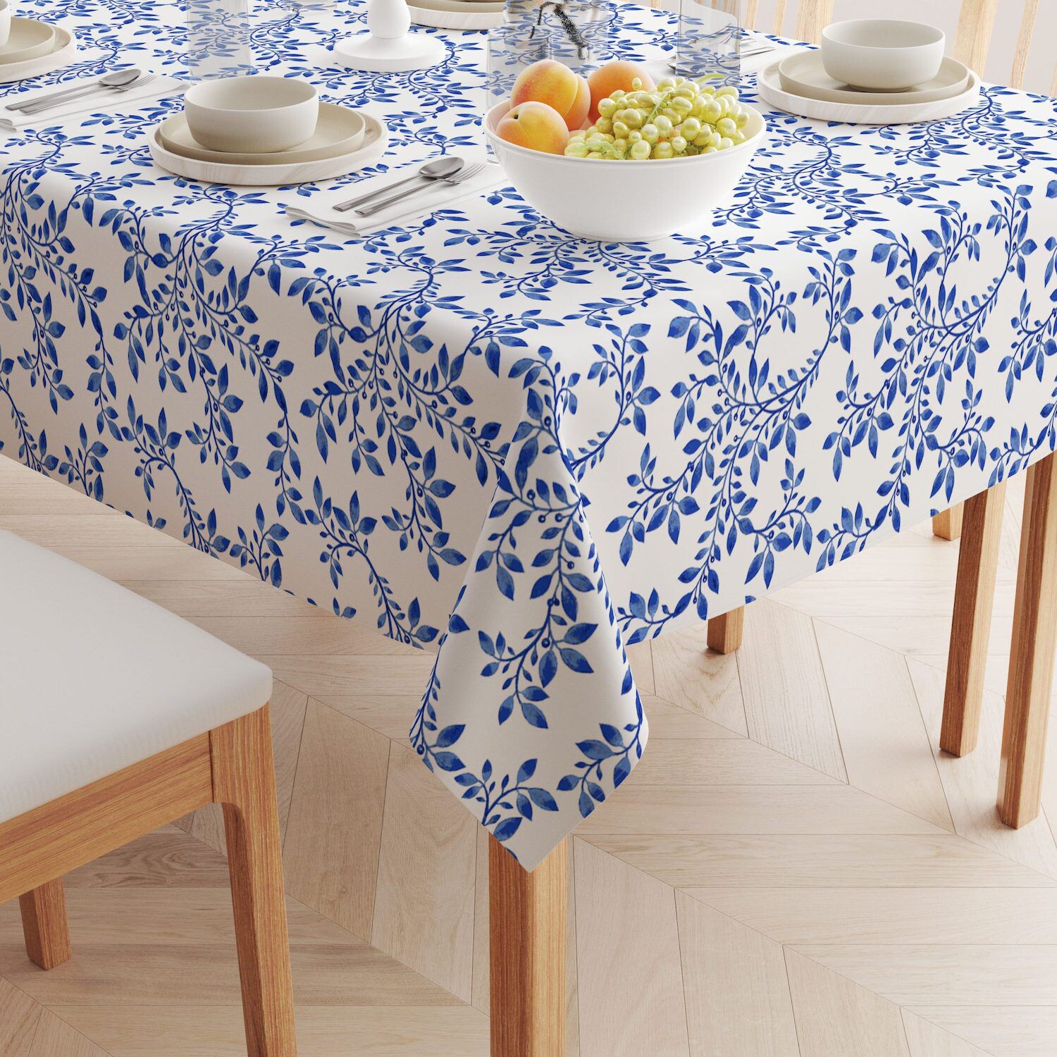 

Квадратная скатерть, 100 % полиэстер, 54x54 дюйма, Swirly Blue Vines