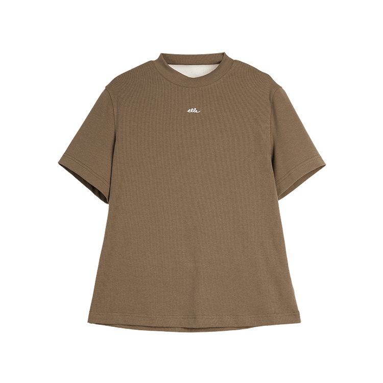 

ELLE Футболка Women's Coffee с круглым вырезом, тонкая, прямого кроя, Коричневый, ELLE Футболка Women's Coffee с круглым вырезом, тонкая, прямого кроя