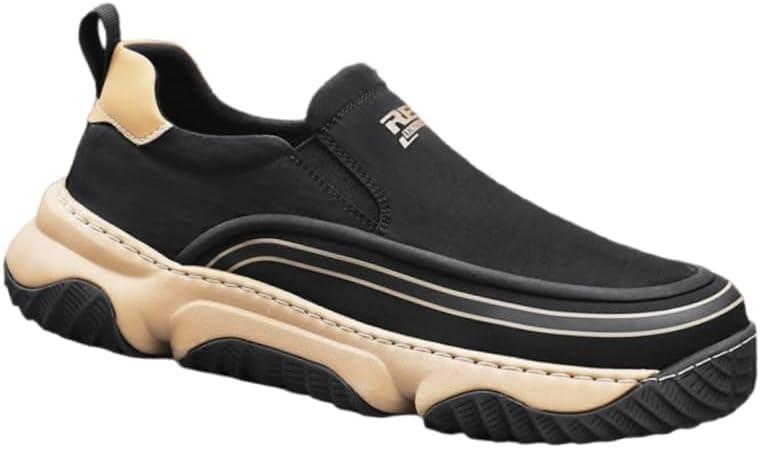 

Мужские спортивные кроссовки на плоской подошве- для повседневной носки в уличном стиле, с толстой амортизирующей подошвой, подходят для походов и ежедневного ношения- бежевые низкие кроссовки с закругленным носком Hoalox