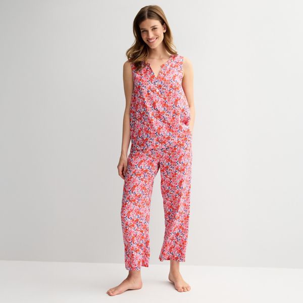 

Женский пижамный комплект из двух частей: майка и укороченные пижамные штаны Draper James, цвет meadow flower