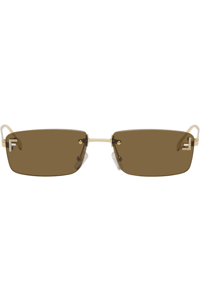 

Золотые солнцезащитные очки Fendi First с кристаллами, золотистый/коричневый