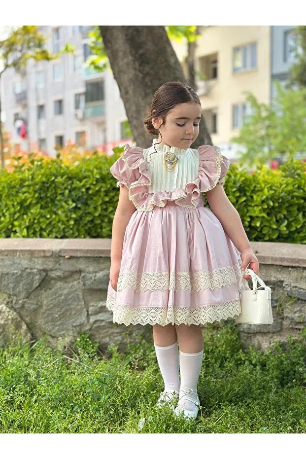 Детское платье для девочек кружевное Linarookids Masal baby girls' vintage dress, Pink
