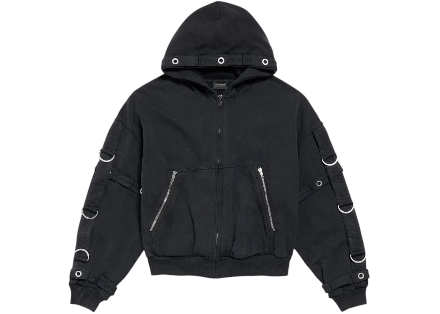 Мужская худи с длинным рукавом Balenciaga, Faded Washed Black