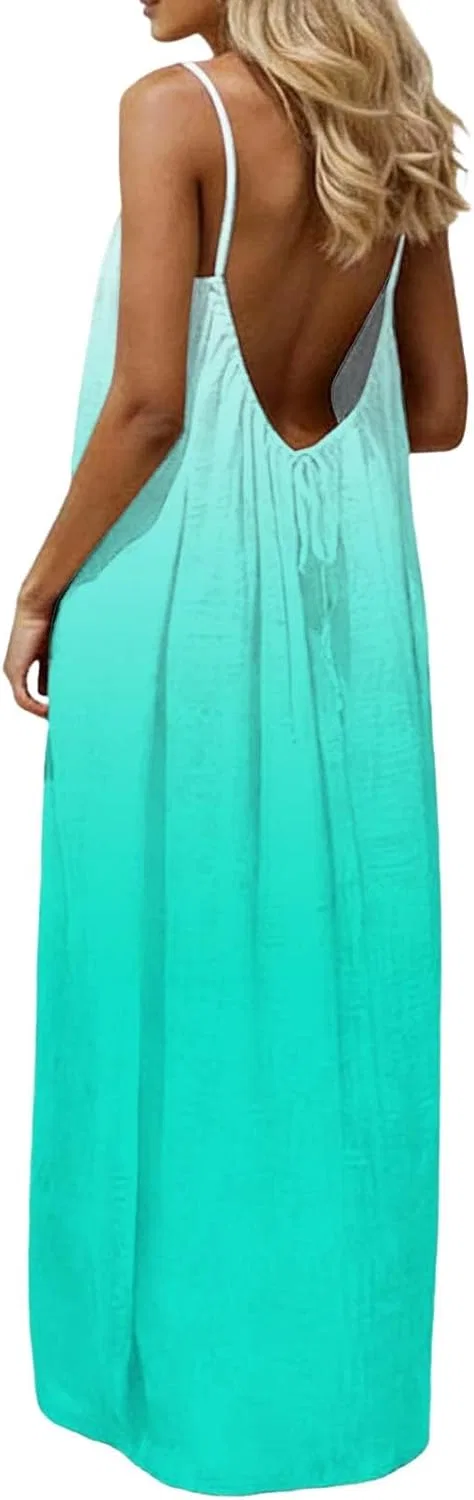 Женское макси-платье на бретелях с открытой спиной Gradient, Mint Green — фото 4