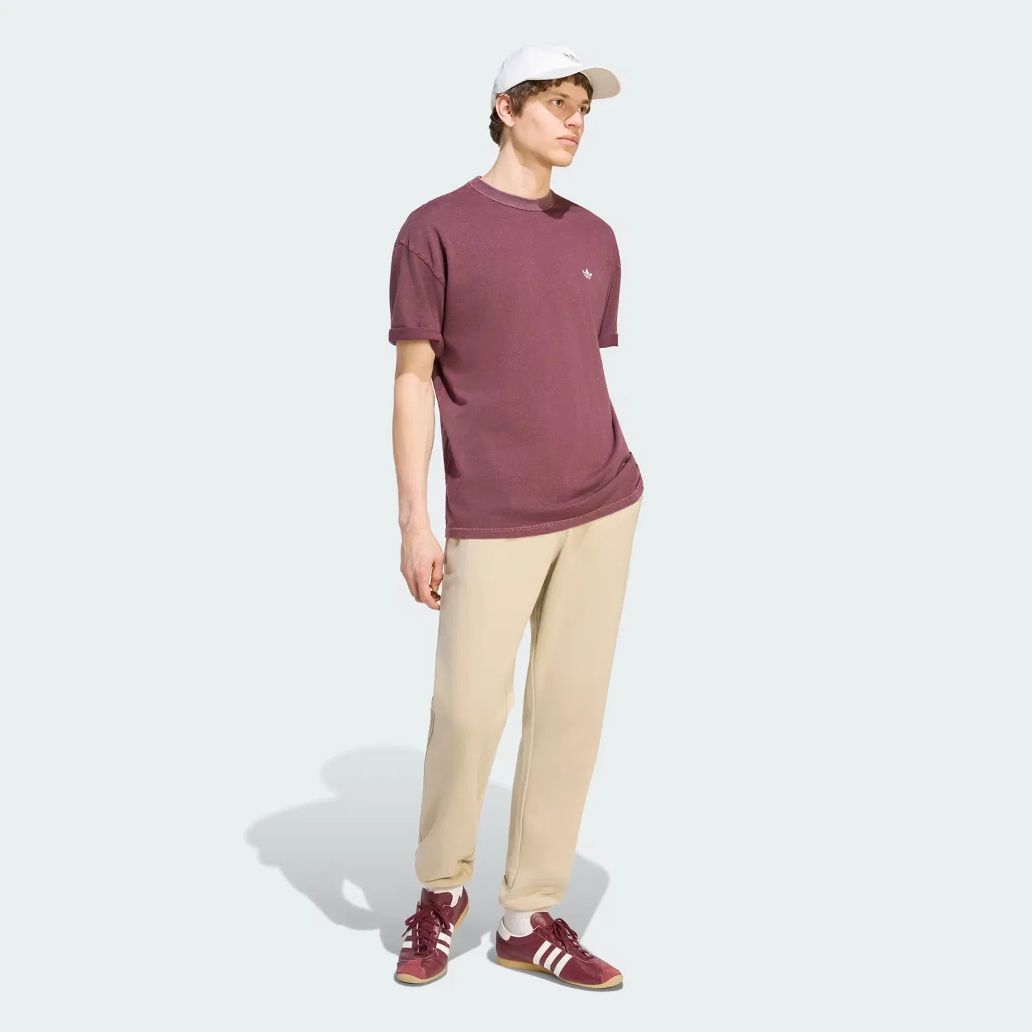 Мужская футболка свободного кроя Trefoil Essentials Adidas Originals, бордовый — фото 3