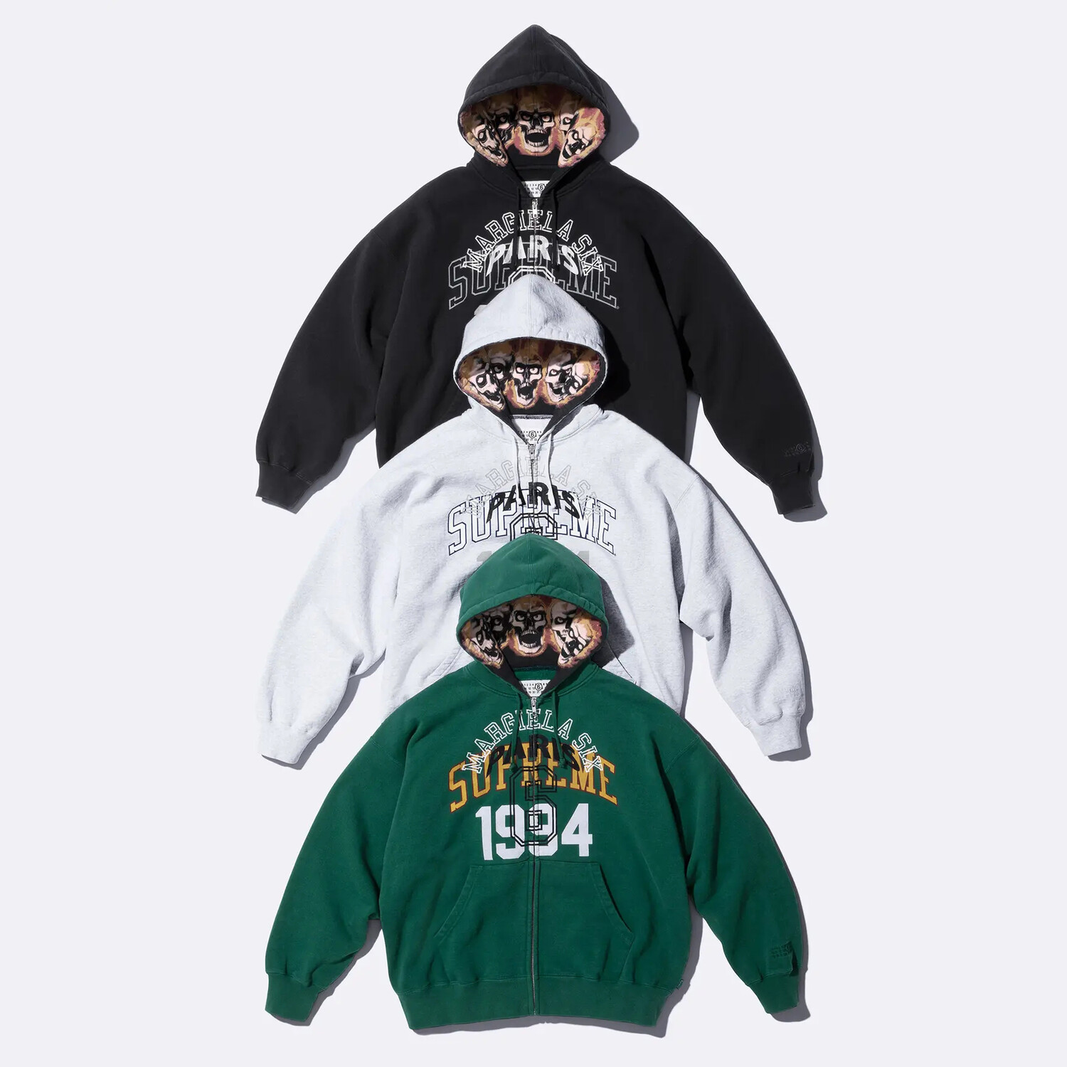 Толстовка Supreme x MM6 Maison Margiela Zip Up, светло-серый — фото 2
