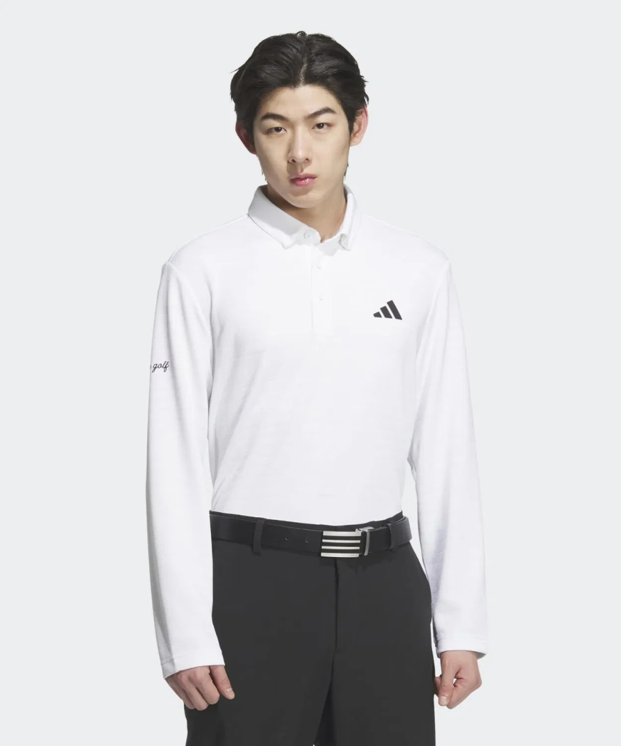 Мужская футболка-поло с монограммой, с длинным рукавом Monogram Long Sleeve Polo Shirt Adidas, Белый