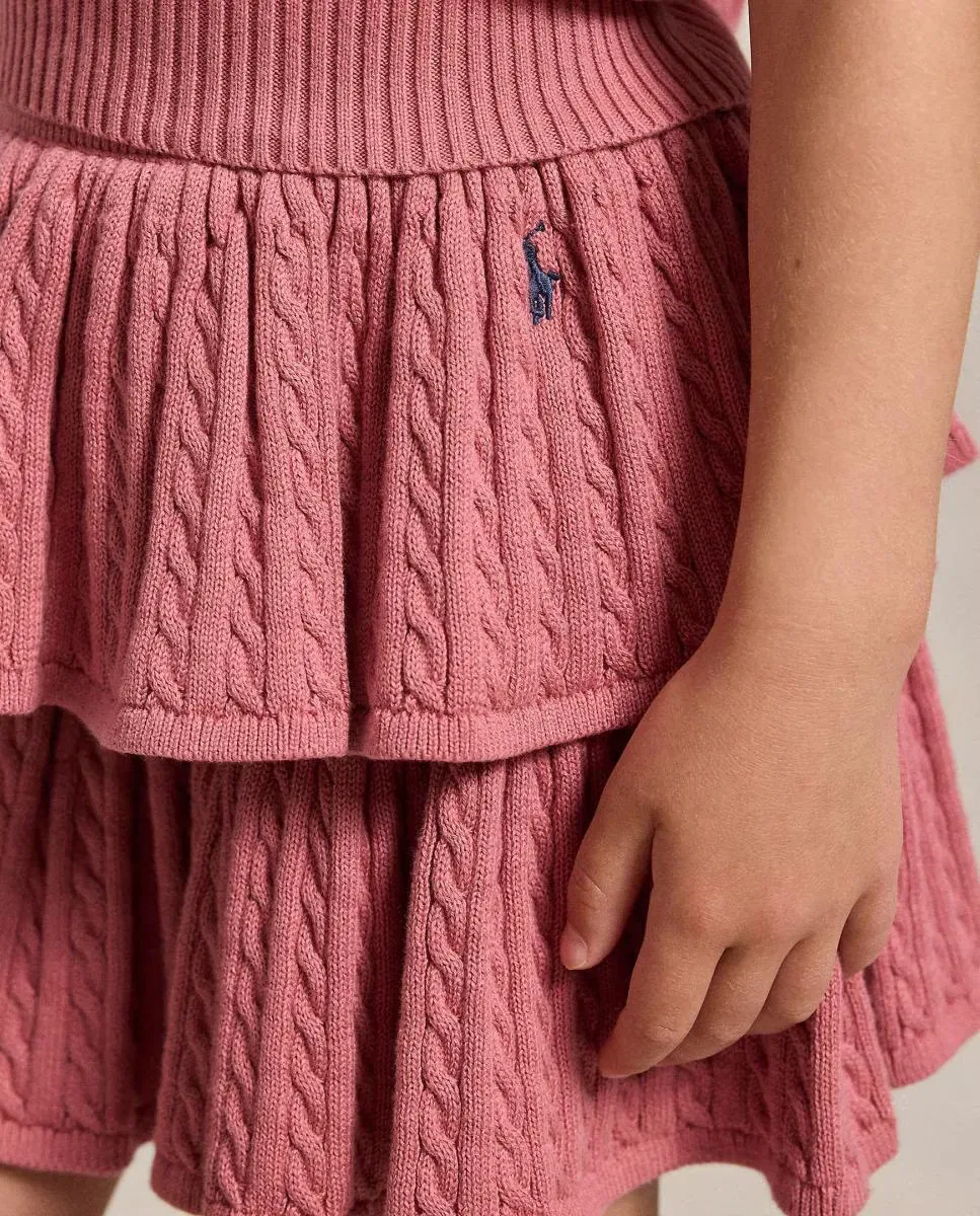 Детская юбка для девочек с узором "коса" Polo Ralph Lauren, Розовый — фото 3
