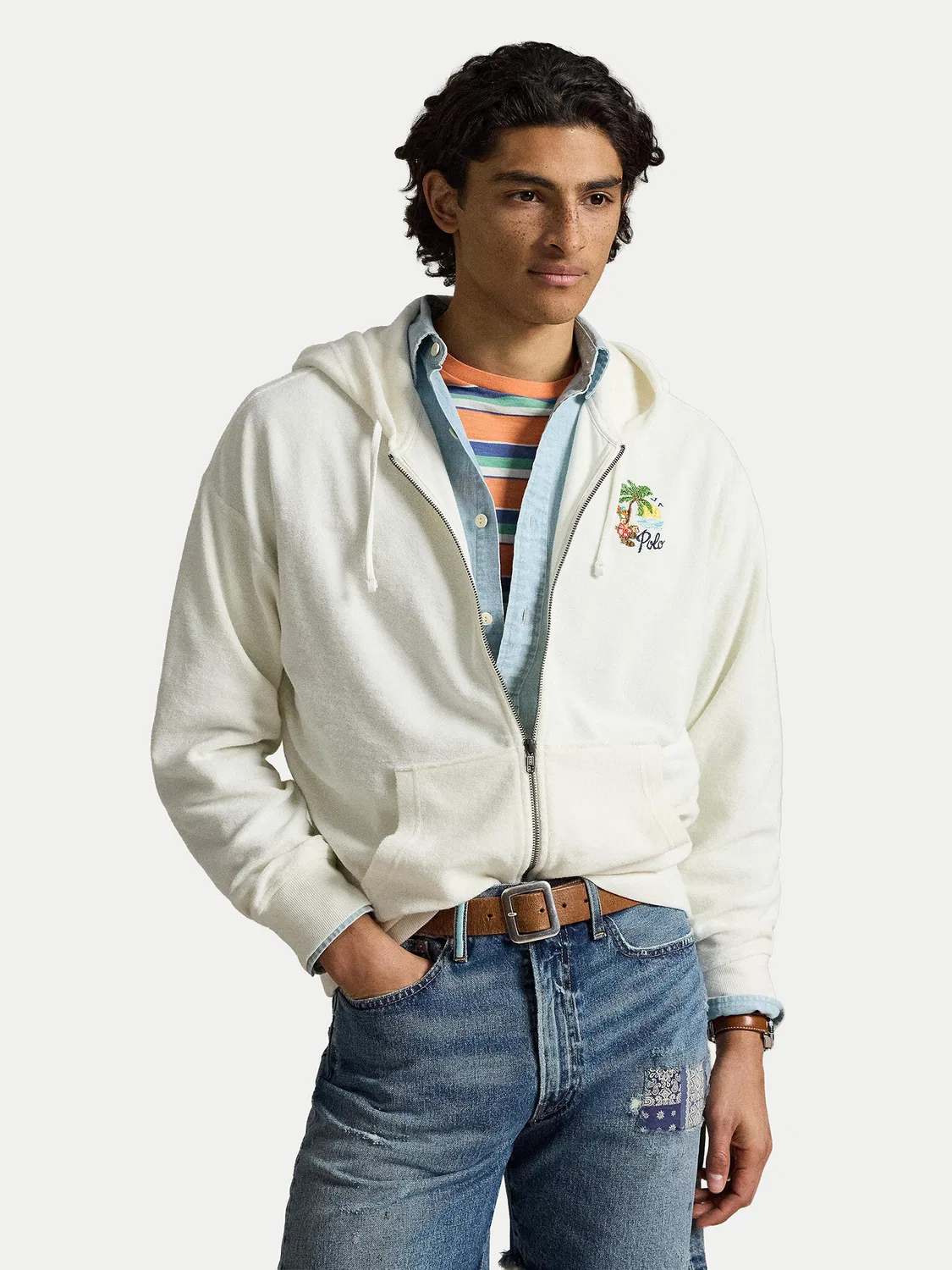 Мужской свитшот свободного кроя Polo Ralph Lauren, кремовый