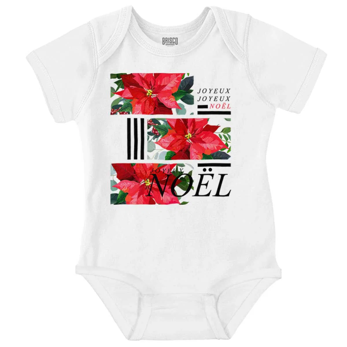 Детское боди-комбинезон с коротким рукавом Noel Poinsettia Christmas Flower Brisco Brands, White