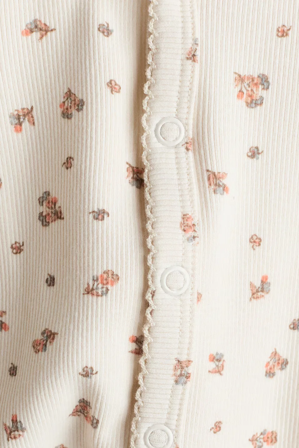 Комбинезон из ребристого хлопка H&M, Hellbeige/Geblümt — фото 2