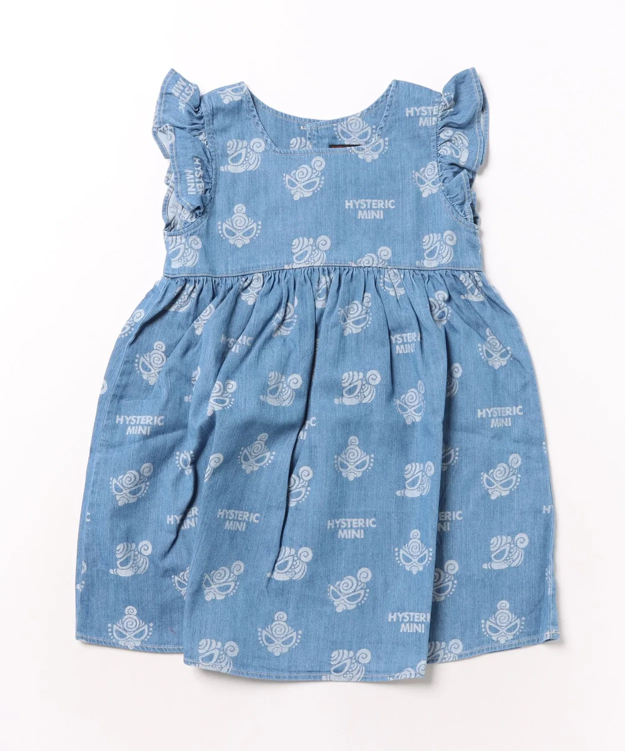 Детское платье из денима с воланами HYSTERIC MINI, Light Indigo Blue