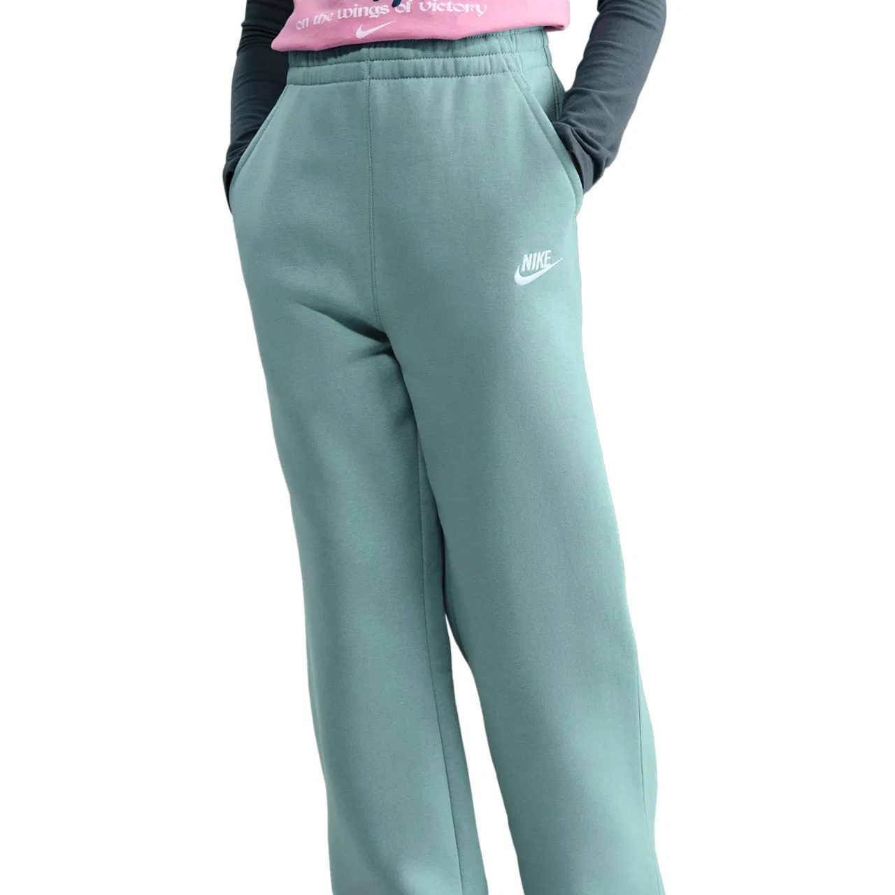 Брюки для мальчиков Club Fleece Wide Leg Nike, цвет White/Cannon/Cannon