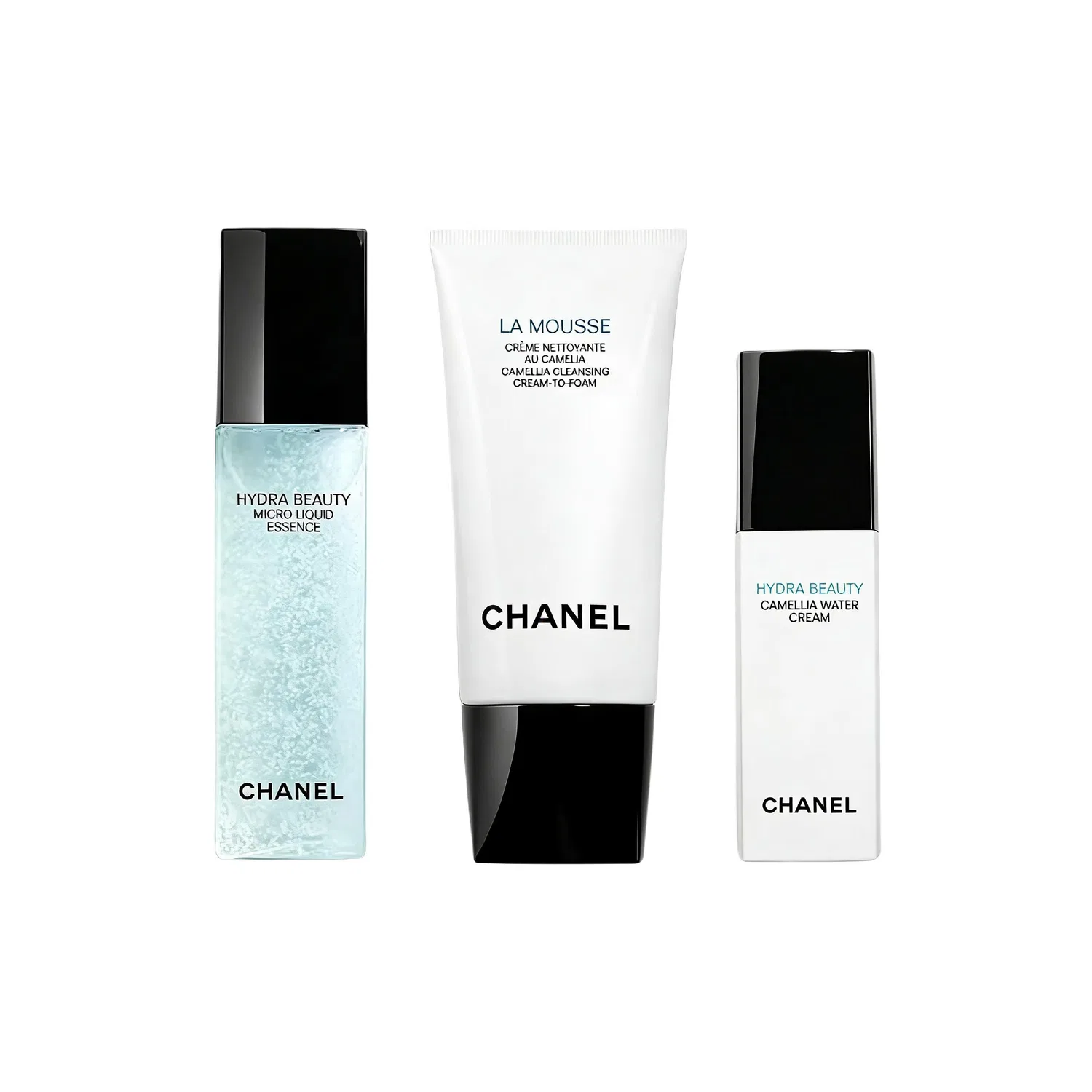 Набор для ухода за кожей с камелией, очищающее молочко, тонер и лосьон, CHANEL, Black