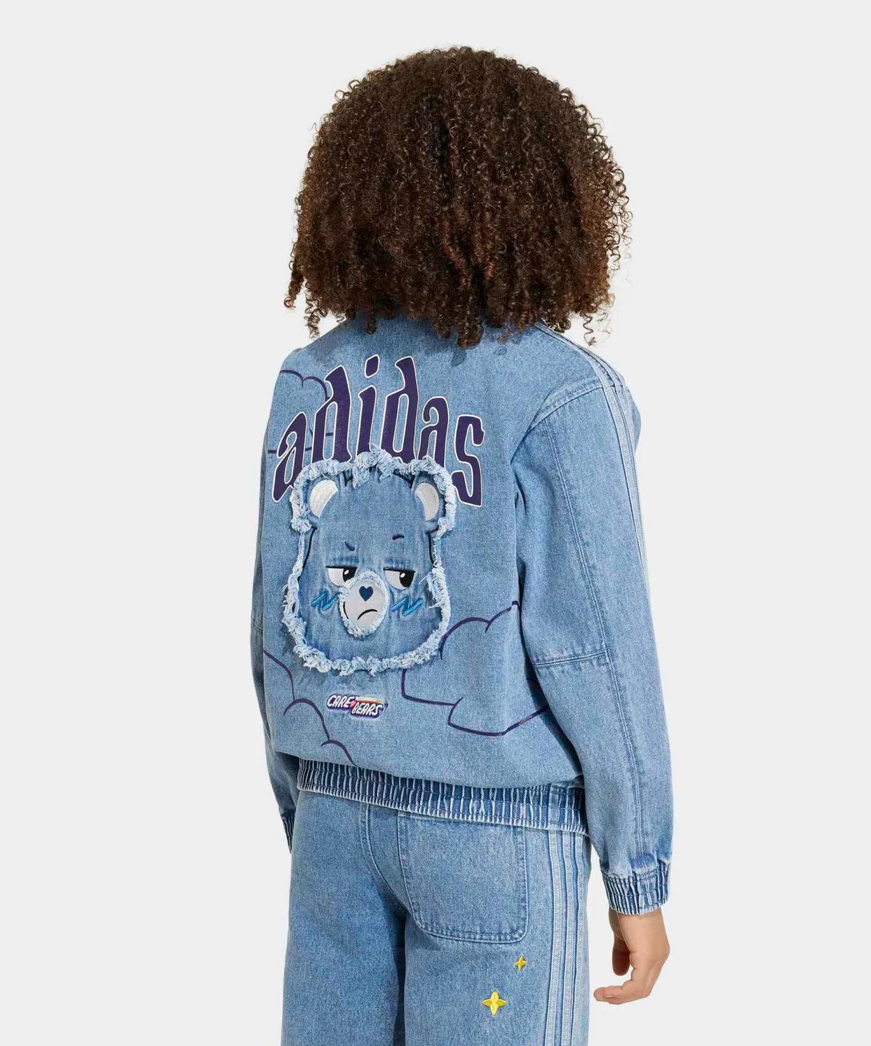 Детская джинсовая куртка свободного кроя с молнией Care Bears x Adidas Originals, Blue — фото 2