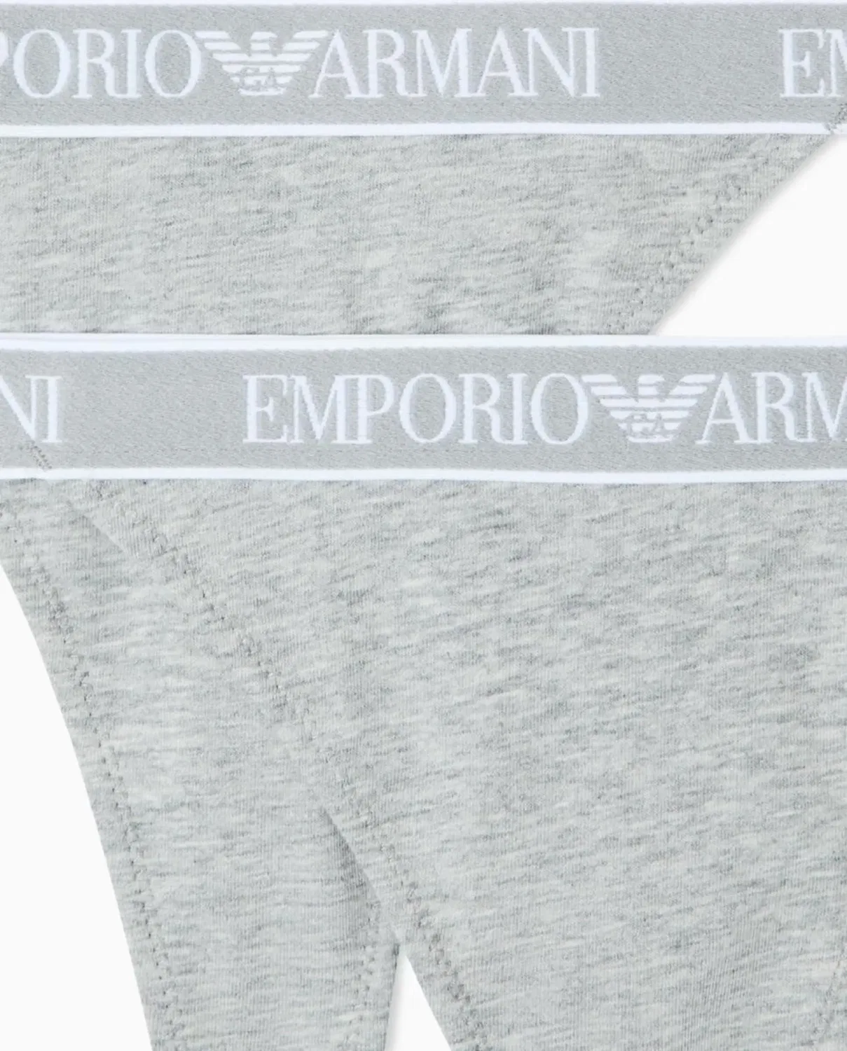 Женский комплект трусов-танга с принтом Iconic Logoband Emporio Armani, Серый — фото 4
