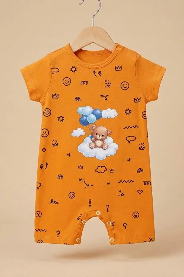 Детский комбинезон с принтом Teddy bear printed Lucevera, Orange — фото 2