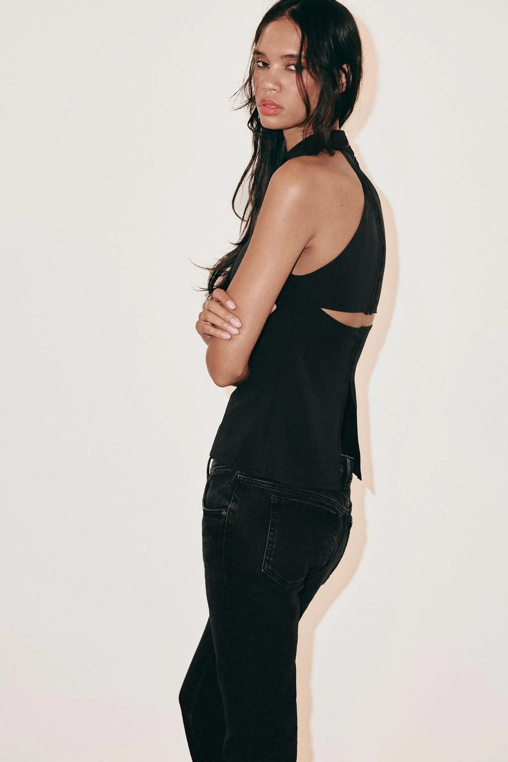 Топ Zara Halter Corset Espalda, черный — фото 3