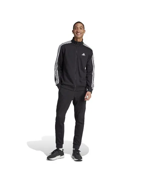 Мужской флисовый спортивный костюм с тремя полосками Adidas, Black