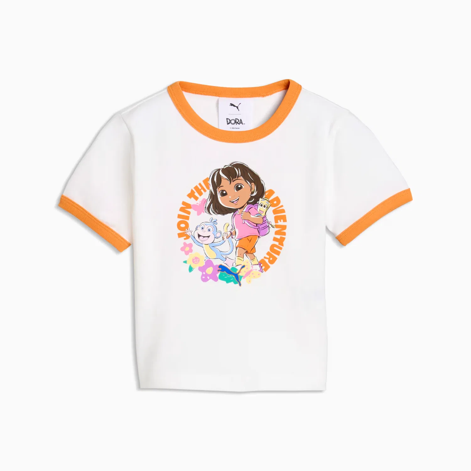 Узкая футболка с контрастной отделкой для маленьких детей Puma X Dora The Explorer, Puma White — фото 4