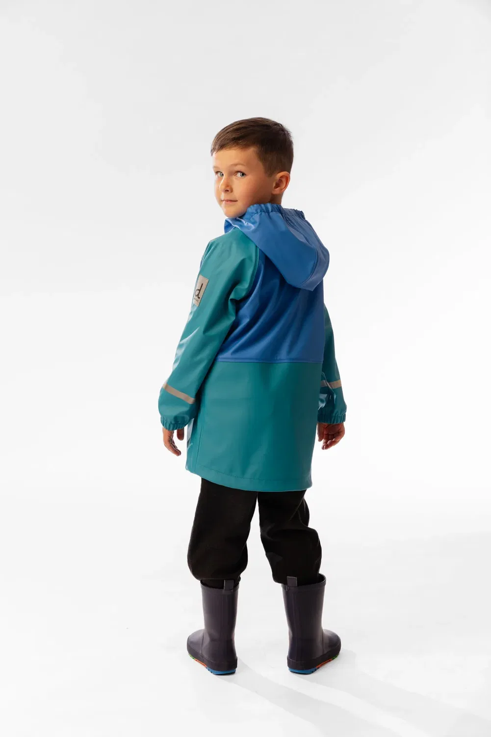Детская куртка дождевик с капюшоном Deux par Deux, Dark Turquoise — фото 3