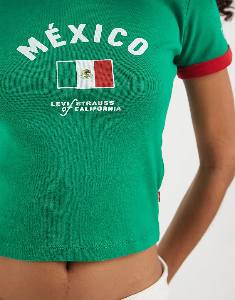 Мини-футболка Levi's Mexico с контрастной отделкой, зеленого — фото 4