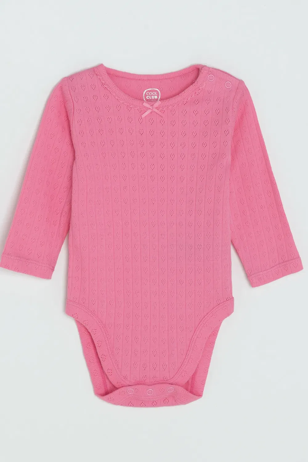 Детский комплект из 3 ребристых лонгсливов с бантом Cool Club, Pink — фото 3