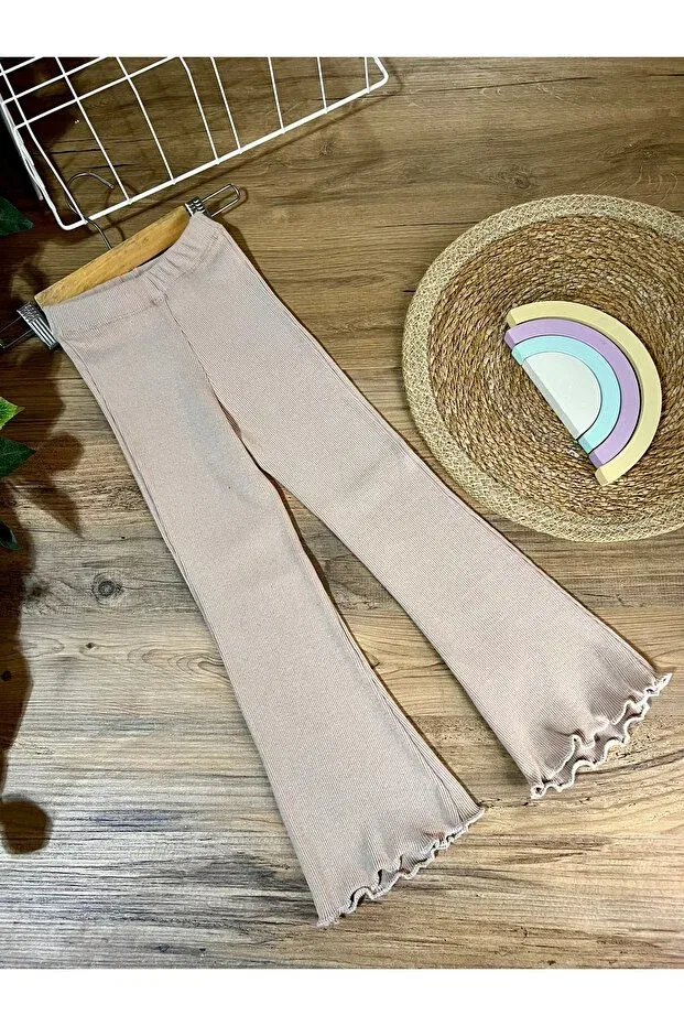 Детские леггинсы для девочек хлопковые с принтом Basics Babyelisco, Beige — фото 2