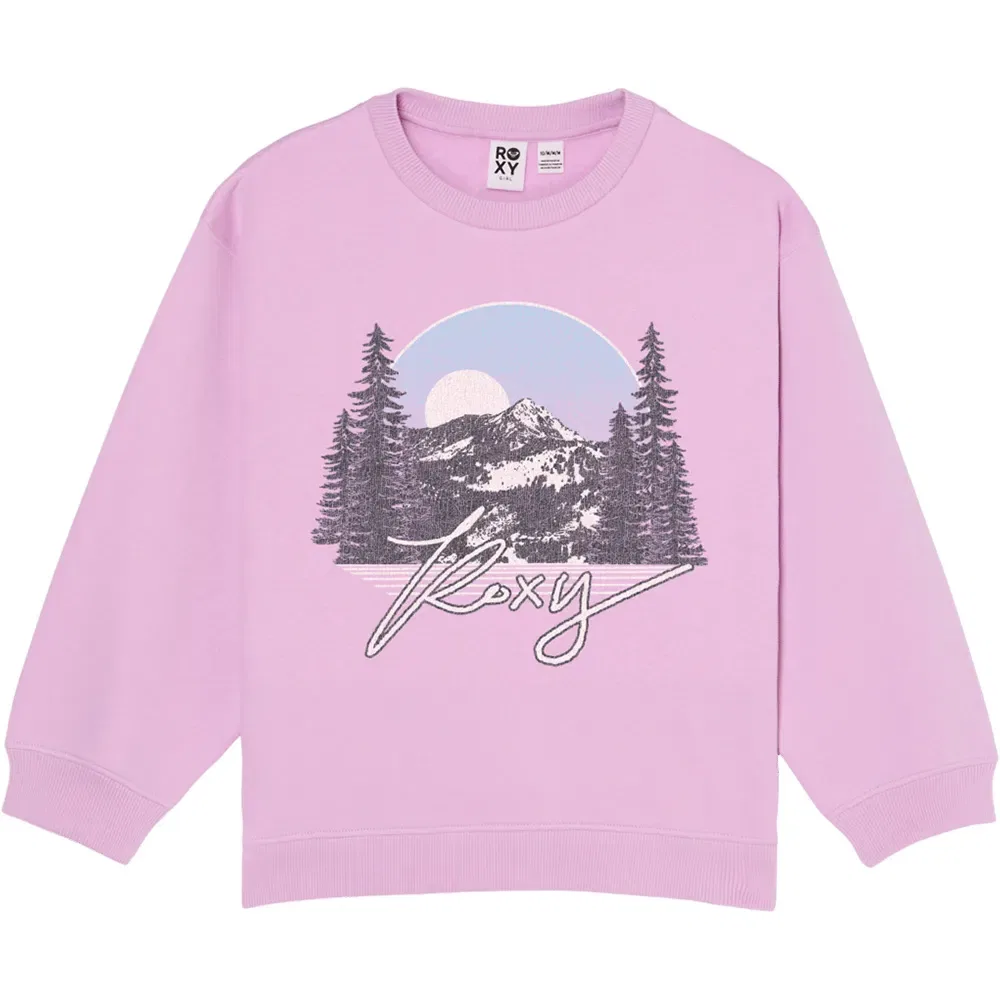 Детский свитшот для девочек с принтом Roxy Morninghike BRG, Pink