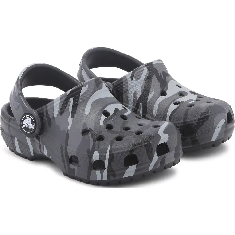 Детские классические сабо с графическим рисунком для малышей Crocs, Grey Black Camo