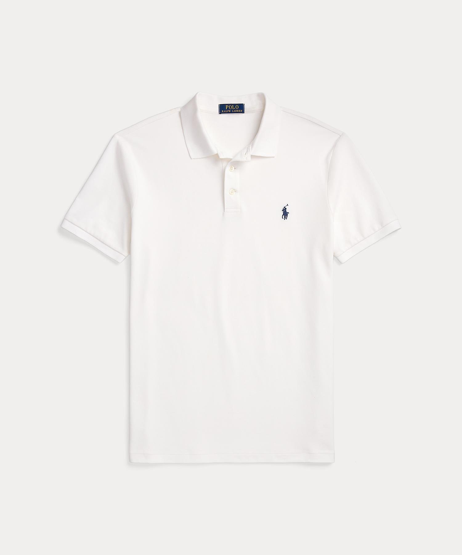 Футболка-поло приталенного кроя из эластичной сетки. Polo Ralph Lauren, 100 White — фото 2