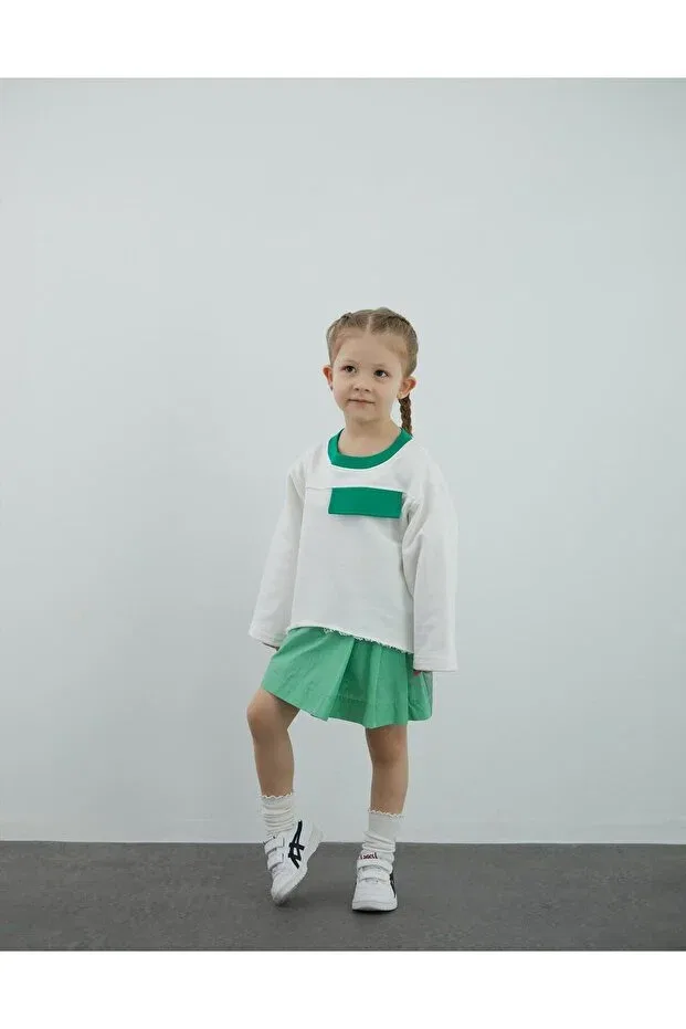 Детские свитшот для девочек с длинным рукавом карман Sportswear Manimani, Ecru — фото 3