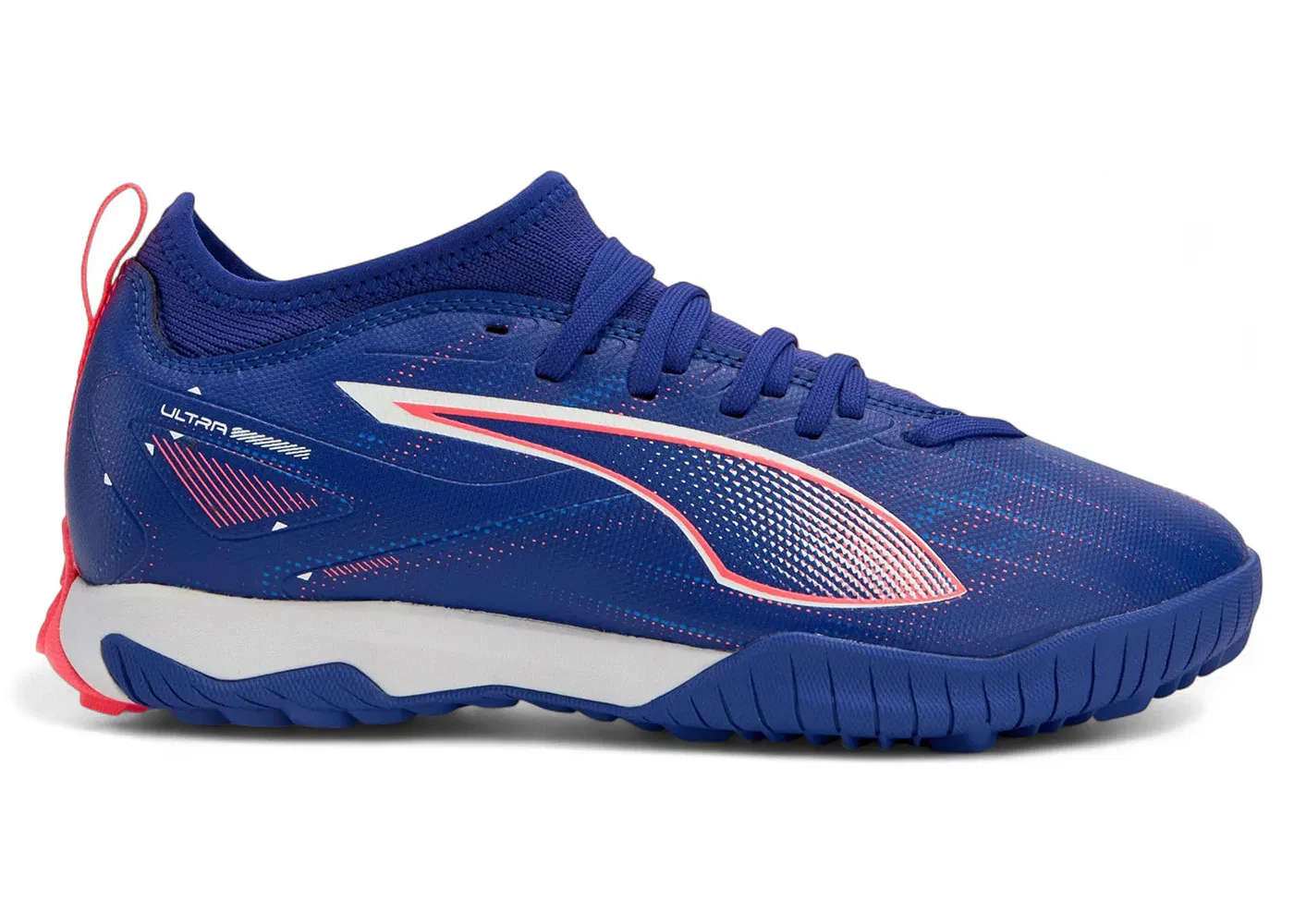 Детские кроссовки для футбола с длинным рукавом Puma Ultra 5 Match TT+ Mid Jr Puma, Lapis Lazuli/Puma White/Sunset Glow