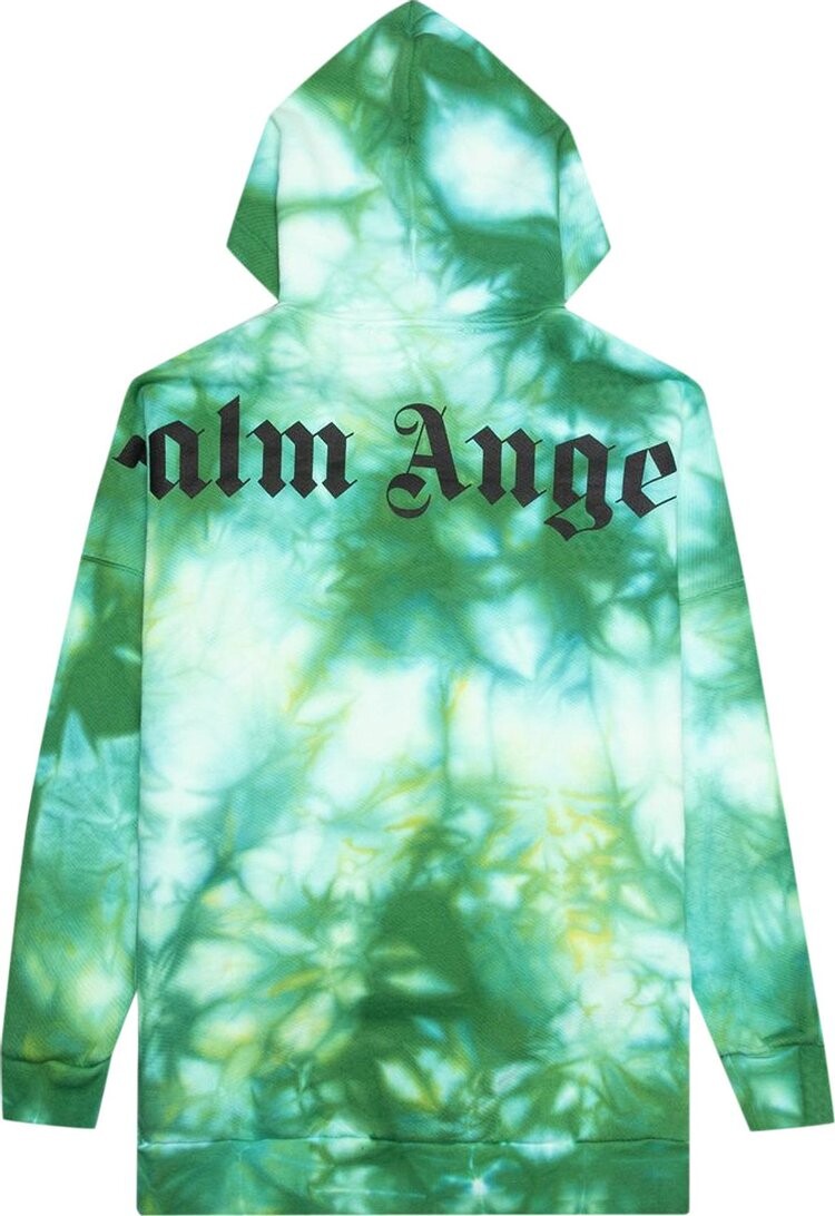 Худи Palm Angels Tie Dye Logo Over Hoodie 'Forrest Green/Yellow', зеленый — фото 3