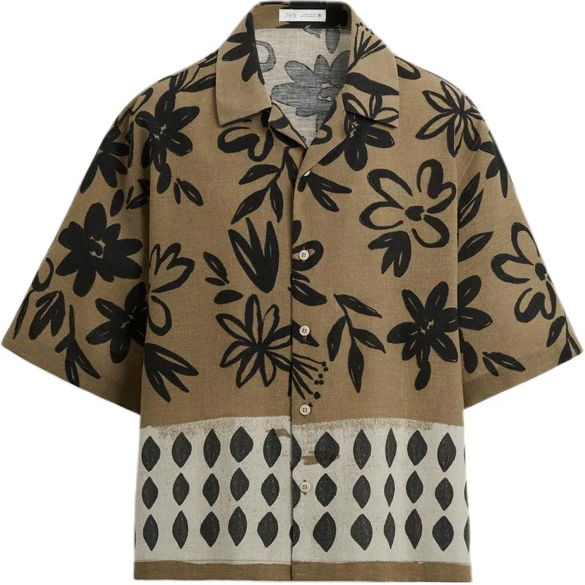 Мужская рубашка с отложным воротником Tan Lapel Moderate ZARA, Tan